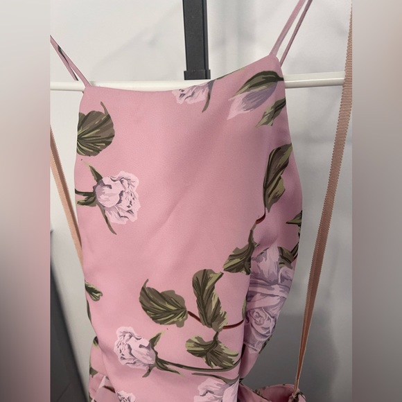 Fame&Partners Women Pink Floral Wide-Leg Halter Cross-Back Jumpsuit - Picture 4 of 10